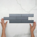 With Hand Sunset Iron Grey Satin Flat Ceramic Tile 50x200mm  - The Blue Space
