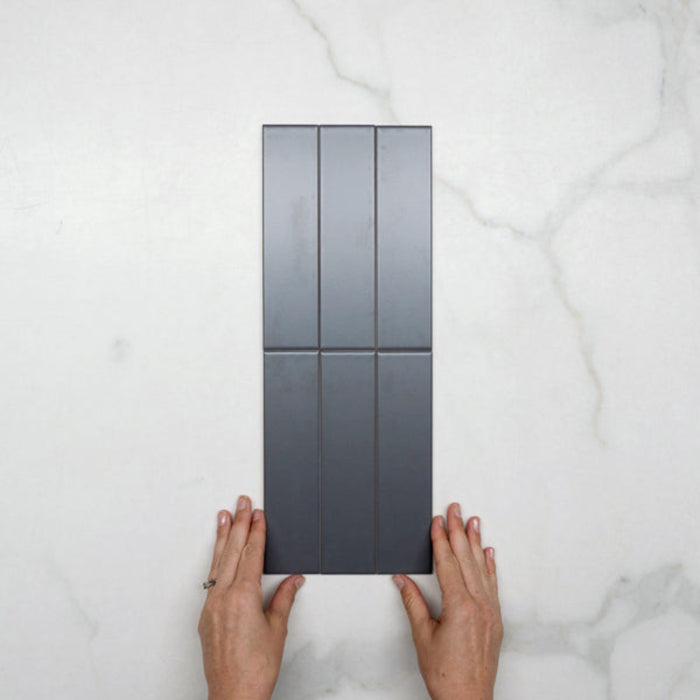 Faces With Hand Sunset Iron Grey Satin Flat Ceramic Tile 50x200mm  - The Blue Space