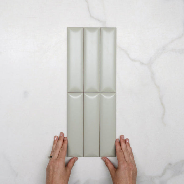 Faces With Hand Sunset Sage Avocado Satin Dune Ceramic Tile 50x200mm  - The Blue Space