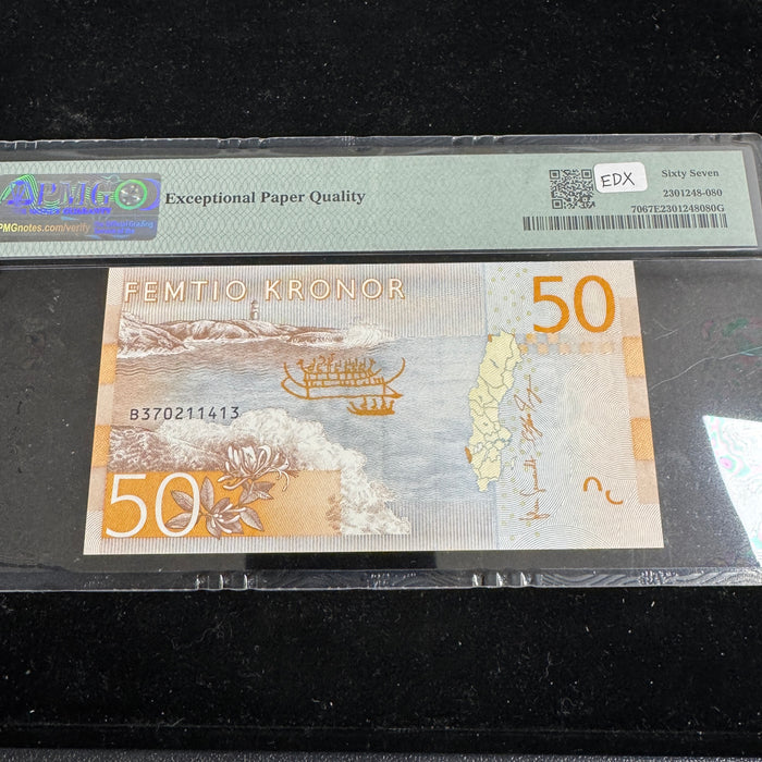 Sweden 2015 50 Kronor, P#70, PMG 67 Gem Superb Gem Unc EPQ