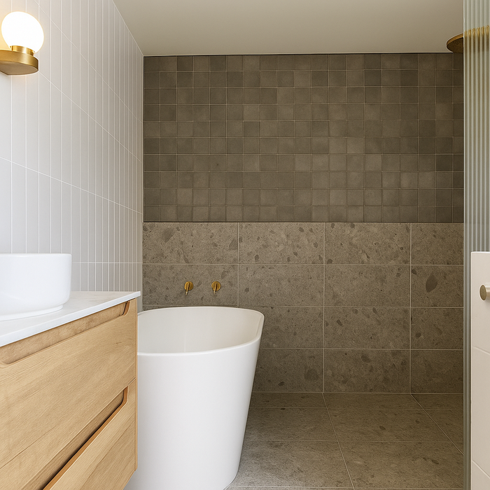 Taupe Ella Zellige Tile 100 x 100 x 10mm Italian Ceramic