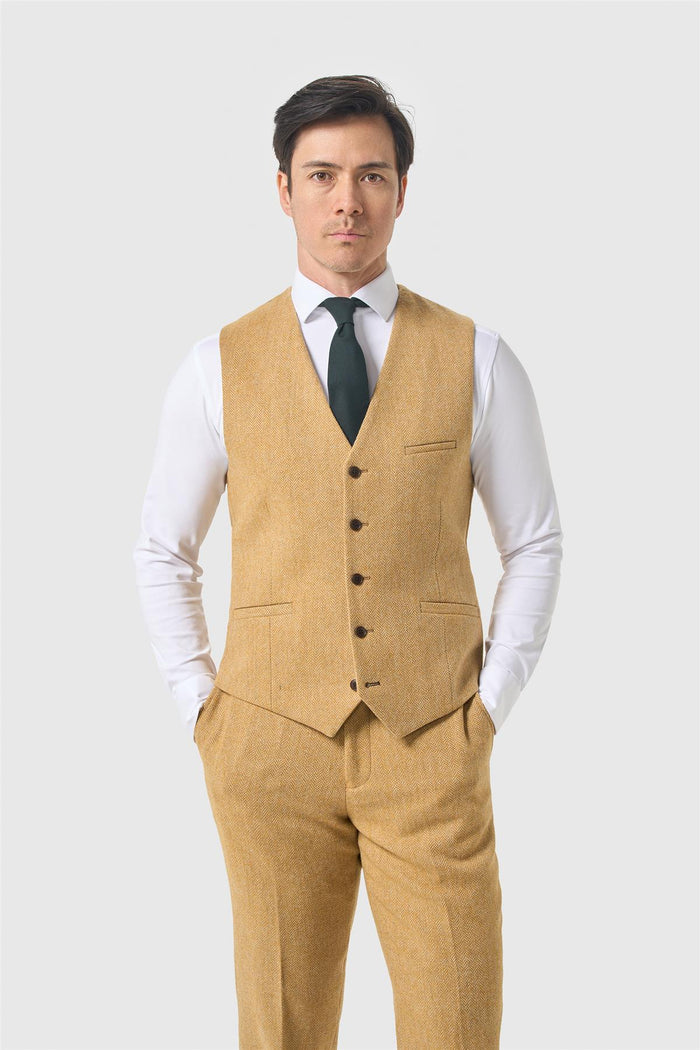 Thomas Amber Tweed Waistcoat