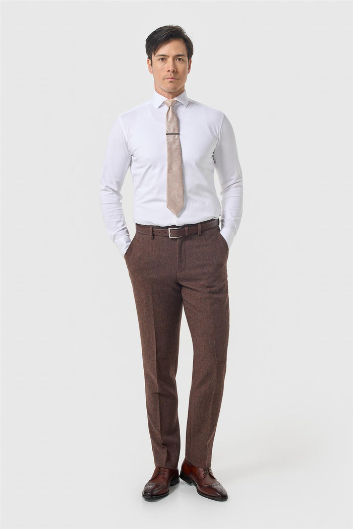 Thomas Dark Mahogany Tweed Trousers