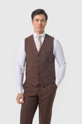 Thomas Dark Mahogany Tweed Waistcoat
