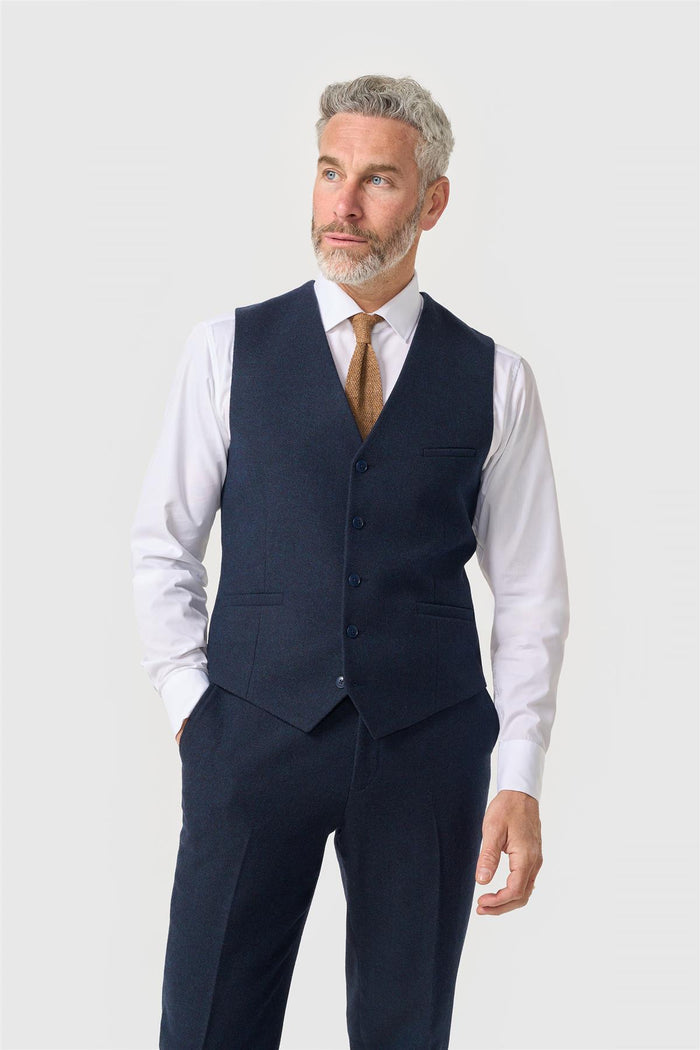 Thomas Navy Tweed Waistcoat
