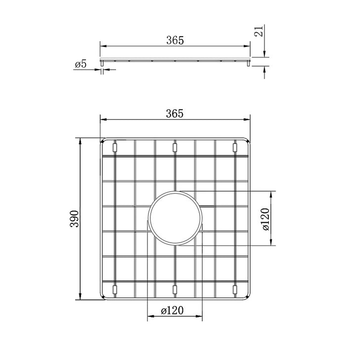 Technical Drawing Turner Hastings Novi 85x46 Protective Grid - Brushed Brass NO851SSG-BB - The Blue Space