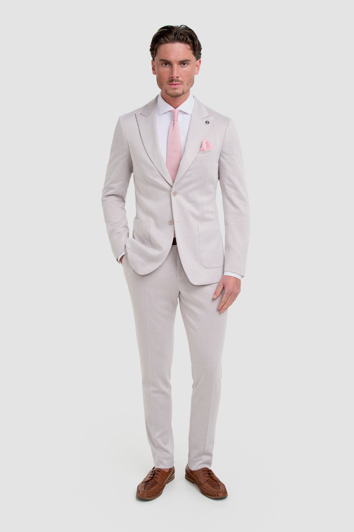 Vasco Beige Two Piece Suit - House of Cavani