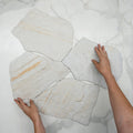 White Aria Stone Look Matte Crazy Pave Porcelain Tile - The Blue Space