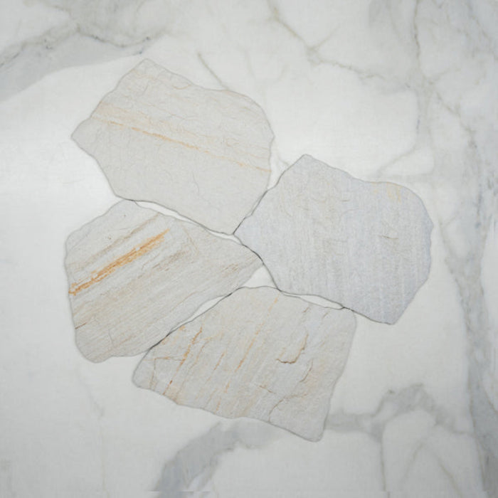No Hand White Aria Stone Tile Matte Crazy Pave Porcelain  - The Blue Space