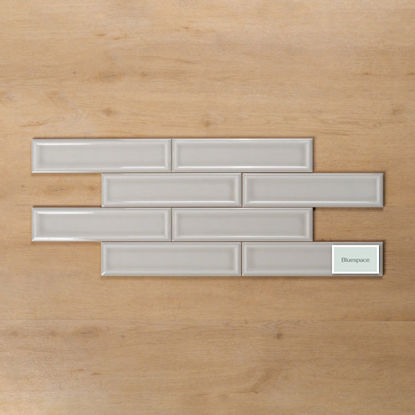 Whitehaven Blue Gloss Frame Ceramic Subway Tile 68x280mm Brick Pattern - The Blue Space