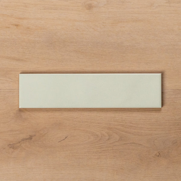 Sample of Whitehaven Green Wavy Satin Ceramic Subway Tile - The Blue Space