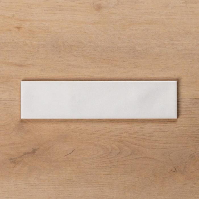 Single no Hand Whitehaven White Wavy Satin Ceramic Subway Tile 68x280mm HAMWHS13 - The Blue Space