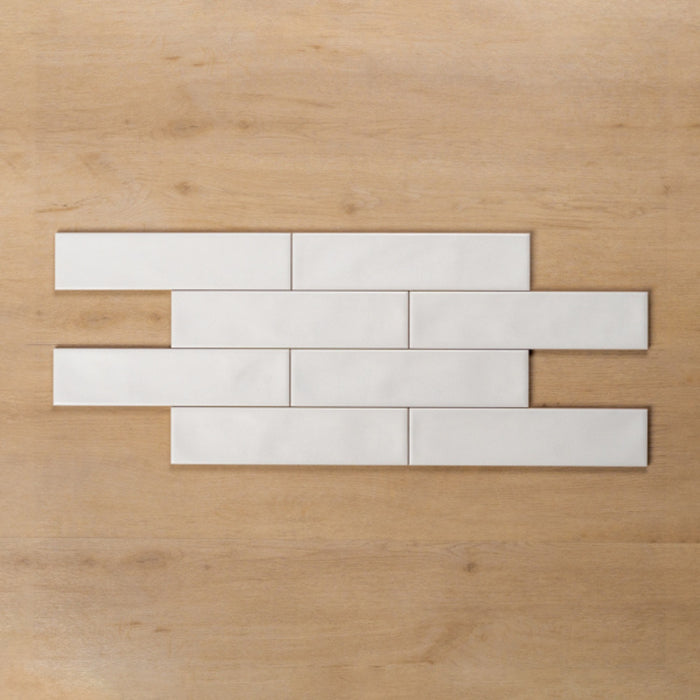 Brick Whitehaven White Wavy Satin Ceramic Subway Tile 68x280mm HAMWHS13 - The Blue Space