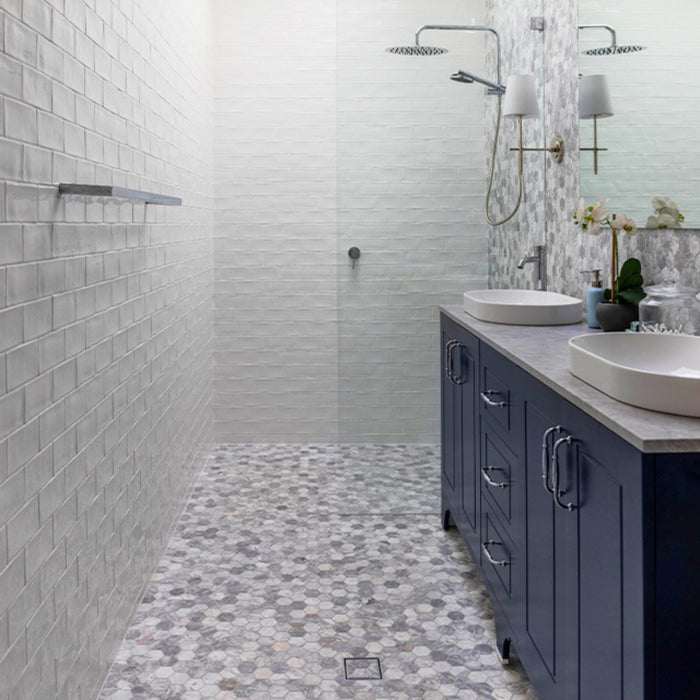 Lifestyle Whitehaven White Wavy Satin Ceramic Subway Tile 68x280mm HAMWHS13 - The Blue Space