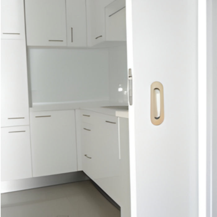 Kitchen Zanda Duke Flush Pull 120 x 40mm Satin Brass 5241.SB - The Blue Space