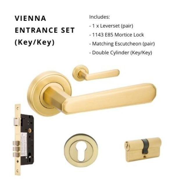 Zanda Vienna Entrance Set 60mm Key/Key Satin Brass